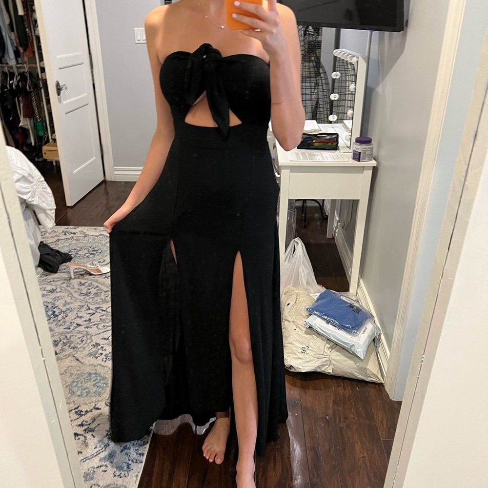 Lioness Black Maxi Slit Dress